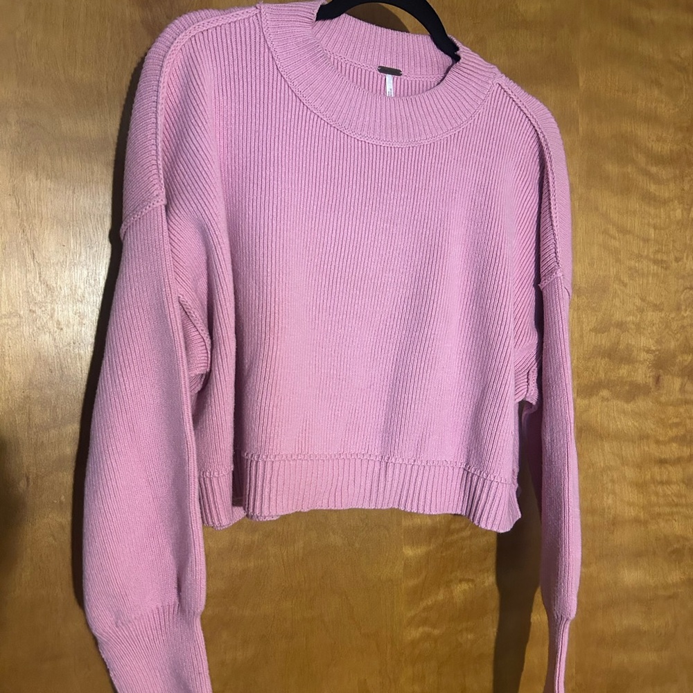 Free People Pink Cropped Sweatshirt